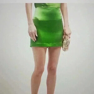 CINQ A SEPT DORIS SATIN MINI SKIRT GREEN SIZE 8